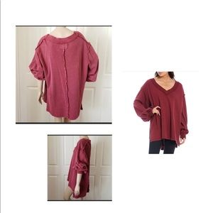 Free People Thermal Knit Drop Shoulder Long Blouson Sleeve
